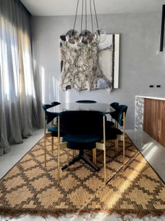 Vintage 1970s Berber Berber Tuareg mat made of rush and leather, Mauritania, 380x305 cm