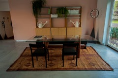 Stuoia Tuareg Berbera vintage anni '70 in Giunco e Pelle, Mauritania, 425x267 cm