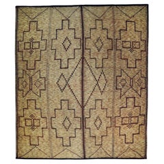 Tuareg Berber Vintage Handmade Leather and Natural Wood Mat