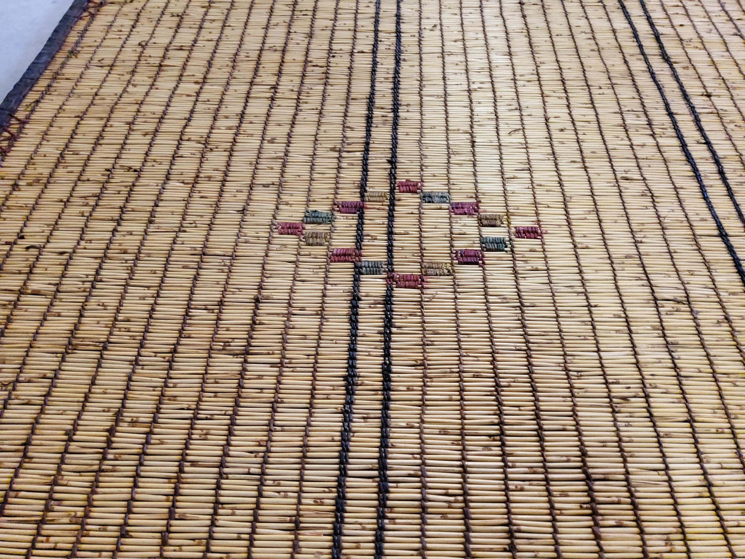Berber Tuareg Mat  Vintage  Mauritania Manufacto in Natural Wood and Leather For Sale 2