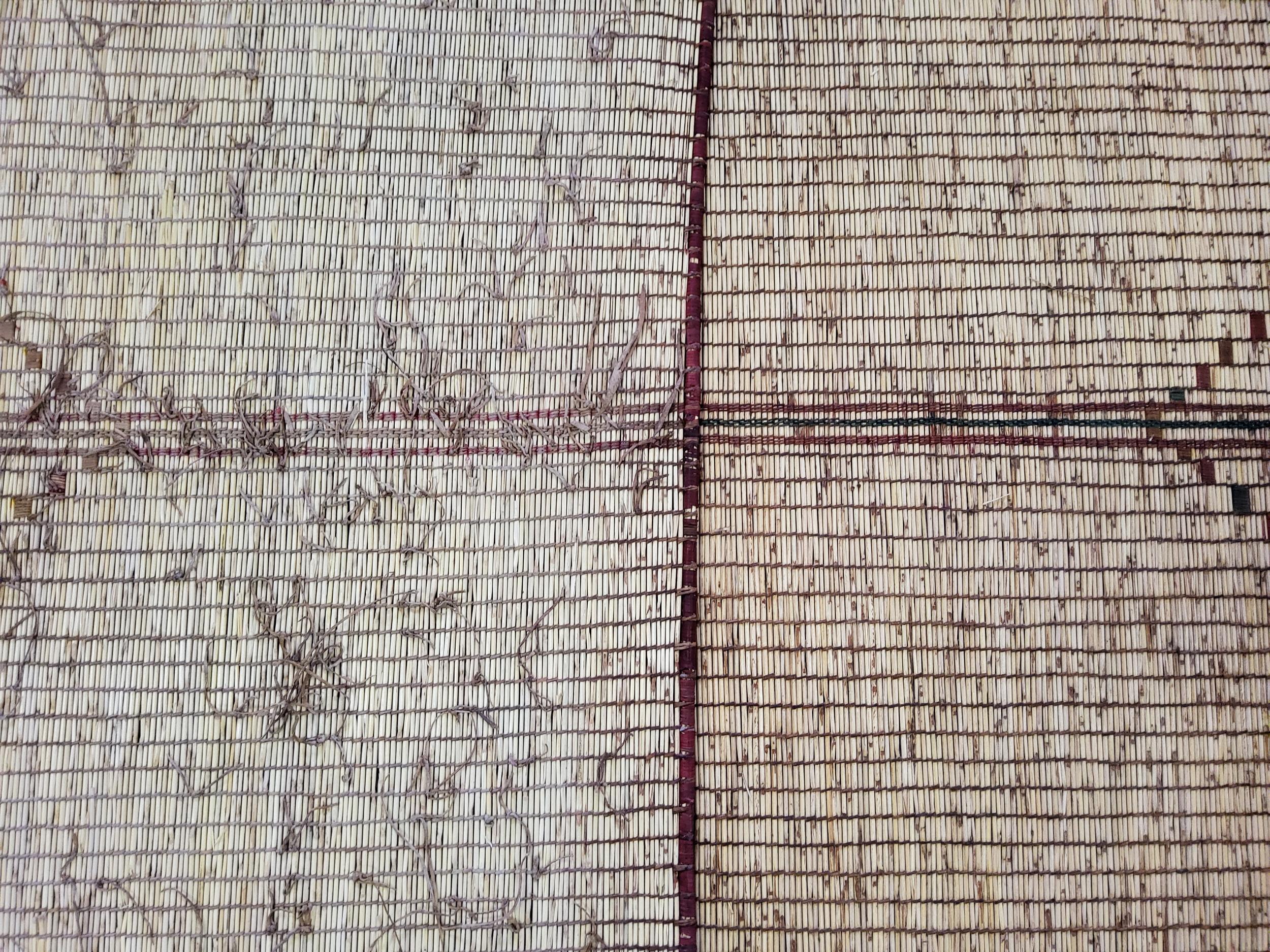 Tuareg Berber Mat Vintage Maroon Leather and Natural Wood Manufacto For Sale 3