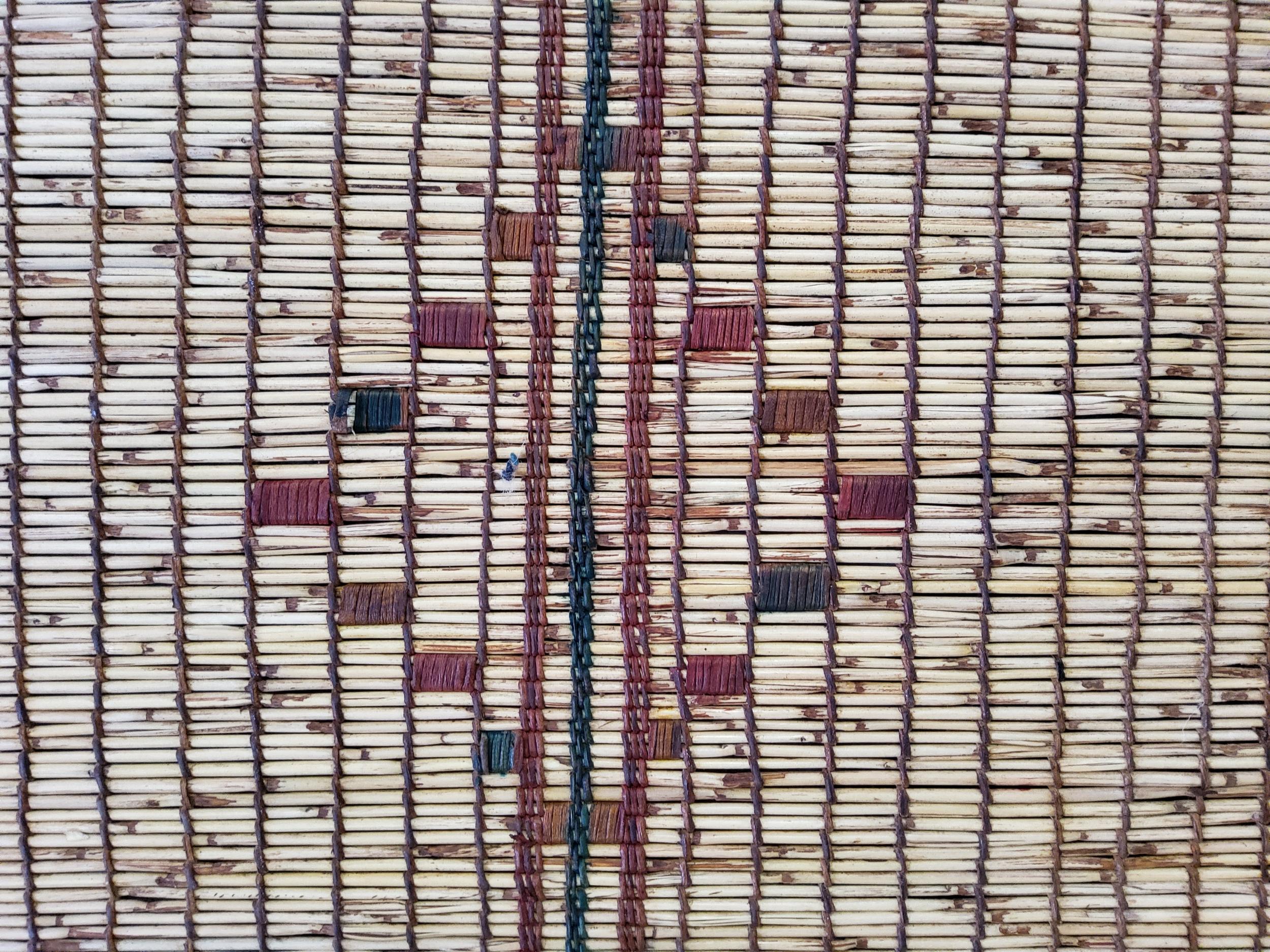 Tuareg Berber Mat Vintage Maroon Leather and Natural Wood Manufacto For Sale 1