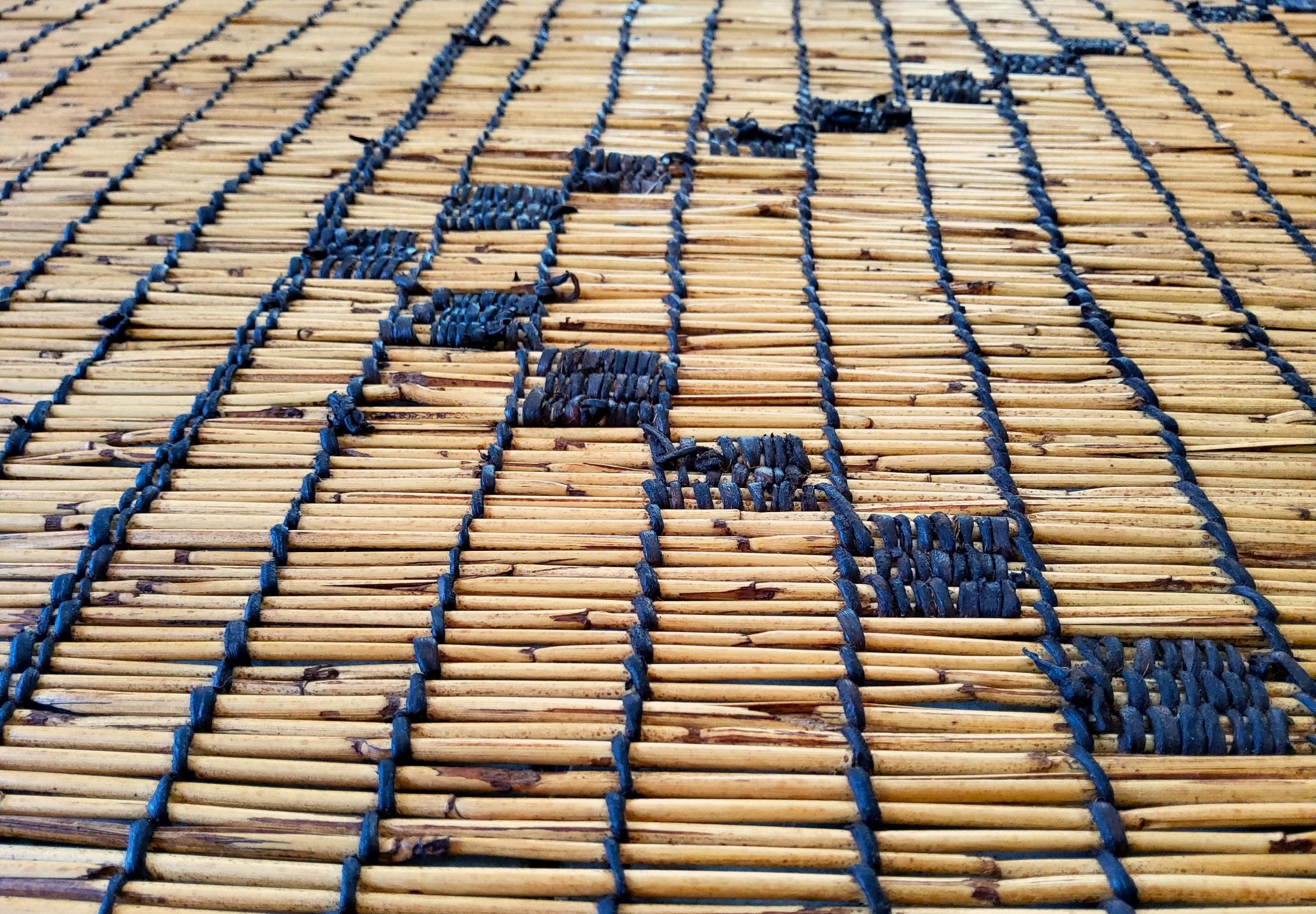 Mid-20th Century Mauritanian Tuareg mat, 1960s, handmade with reed and leather  445×200 cm For Sale