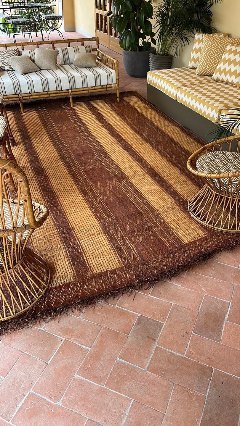 Marokkanische Sahara Mauretanien Braun Handmade Tuareg Teppich Vintage Marokko (Stammeskunst) im Angebot