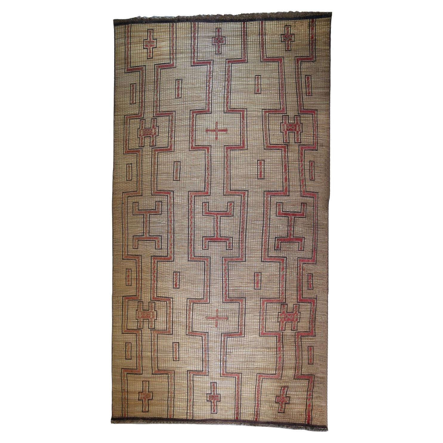 Vintage Tuareg-Matte, 1960er Jahre, handgewebtes Schilf und Holz, 540×295 cm