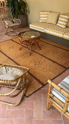 Vintage 1970s Tuareg mat made of reed and leather, Mauritania - 292 x 240 cm