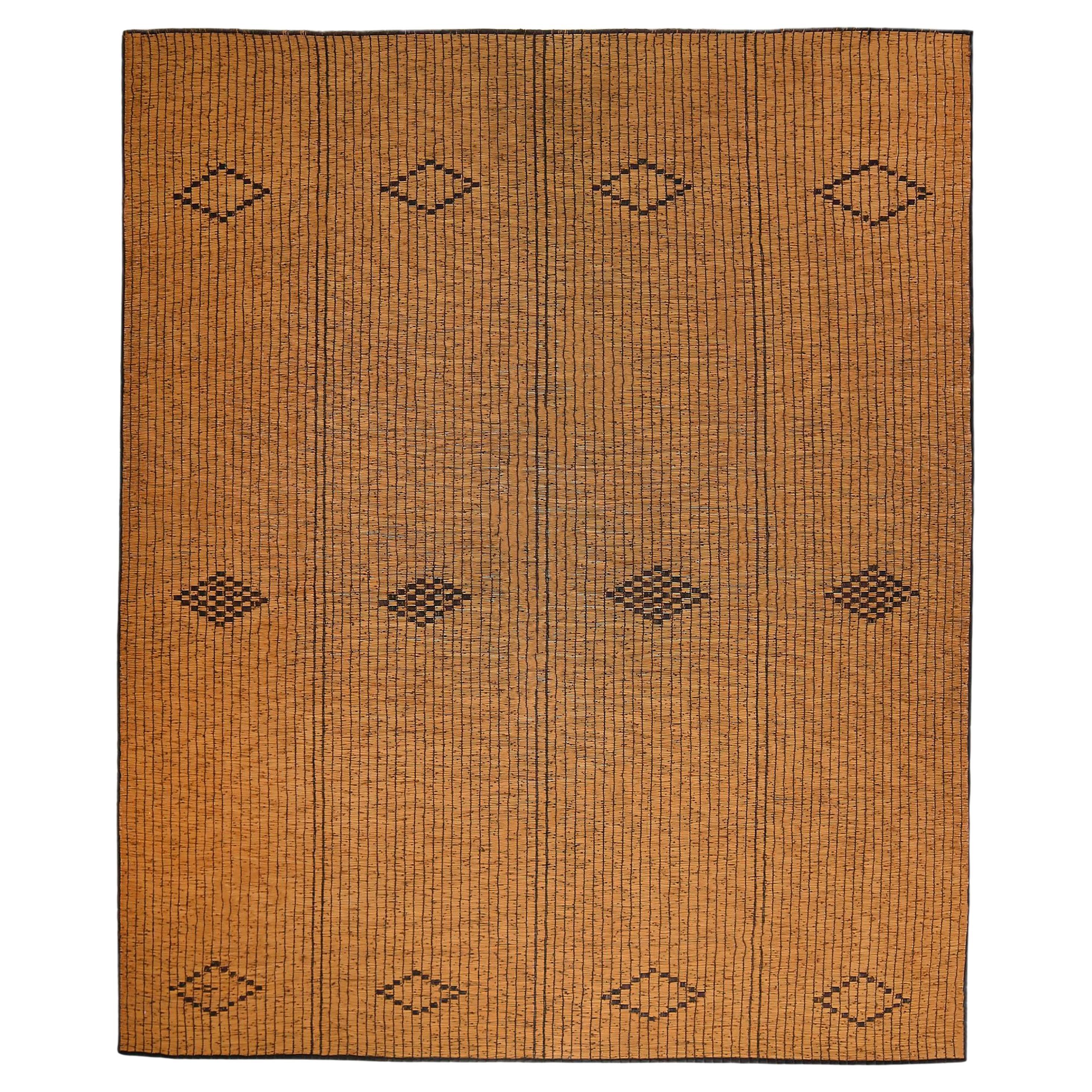 Stuoia Tuareg vintage anni '70 in Giunco e Pelle, Mauritania – 292 x 240 cm