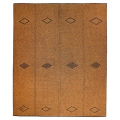 Stuoia Tuareg vintage anni '70 in Giunco e Pelle, Mauritania – 292 x 240 cm
