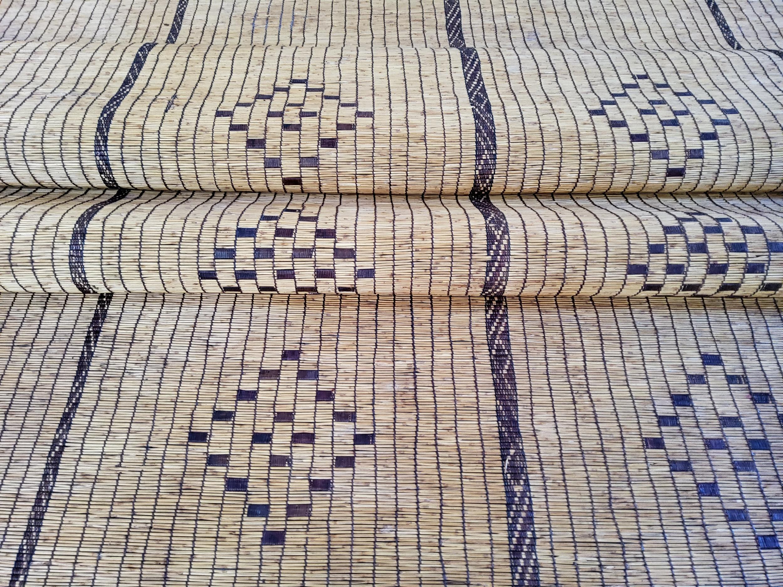 Hand-Knotted Tuaregh Mat Vintage Berber Brown   Natural Leather and Wood Artifact For Sale