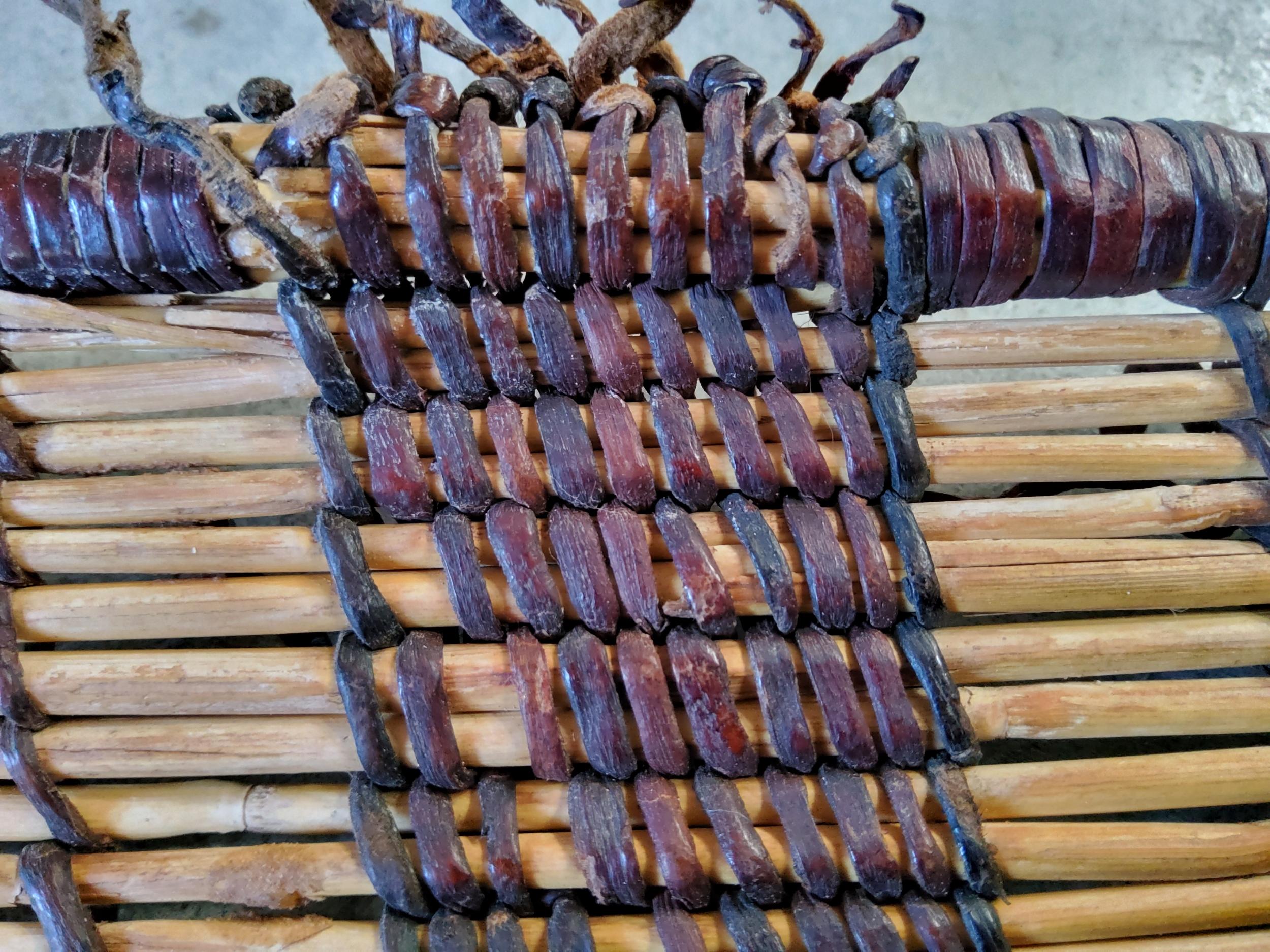 Late 20th Century Tuaregh Mat Vintage Berber Brown   Natural Leather and Wood Artifact For Sale