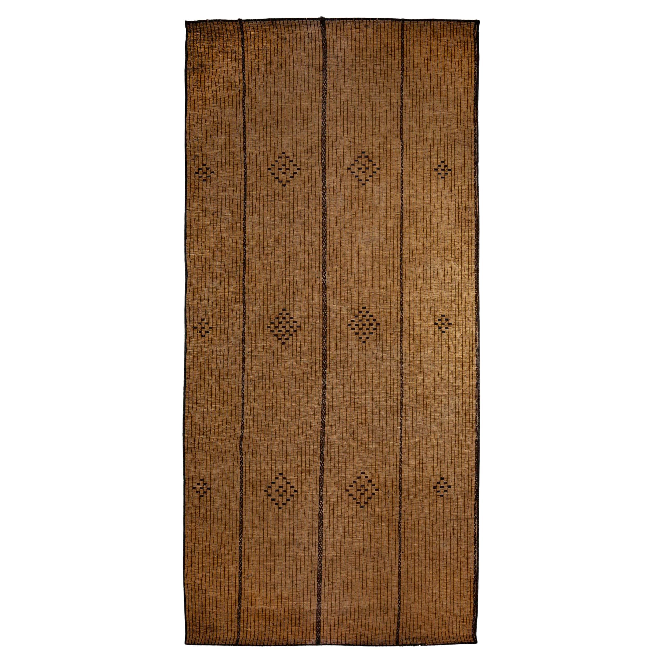 Tuaregh Mat Vintage Berber Brown   Natural Leather and Wood Artifact For Sale