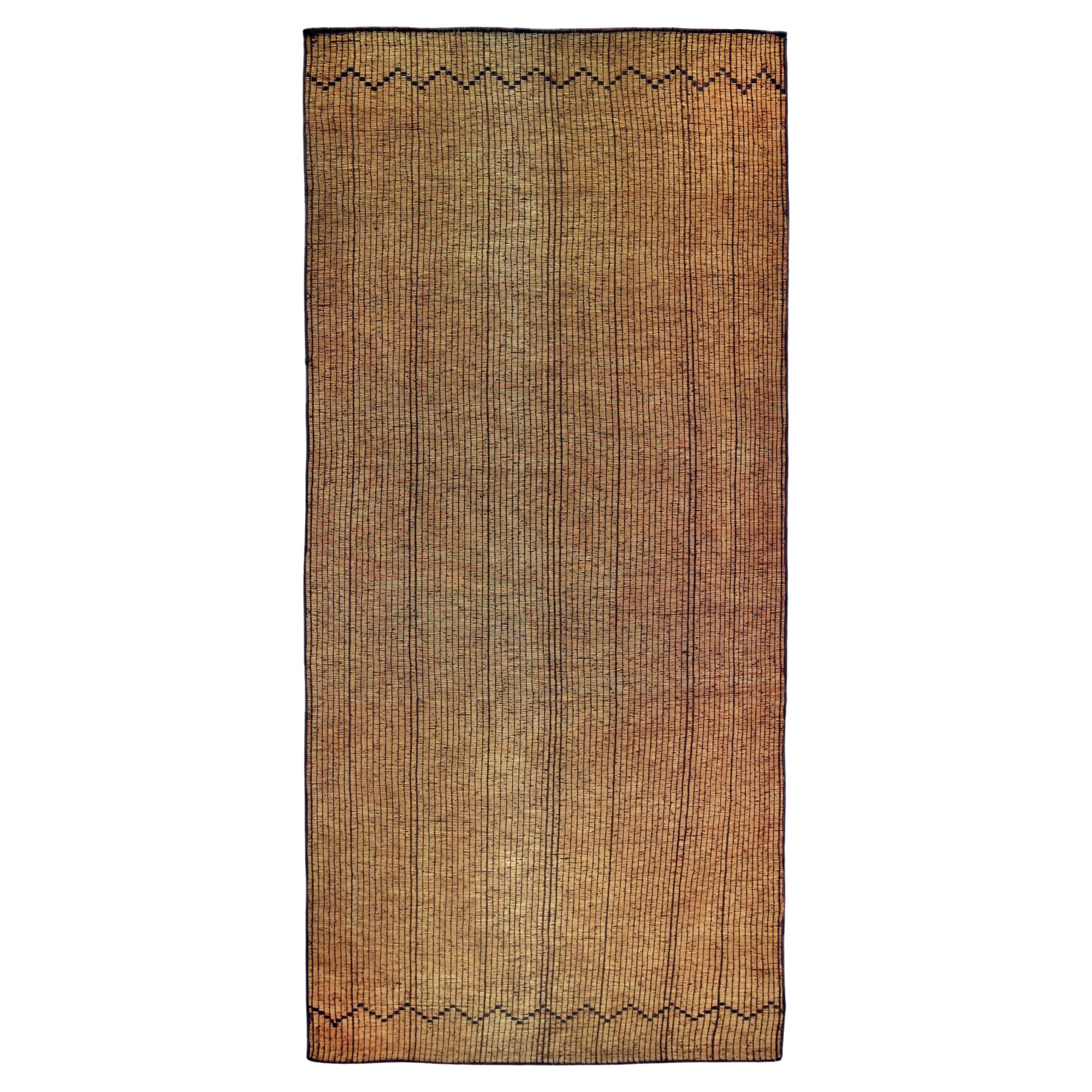 Stuoia Tuareg vintage anni '70 in Giunco e Pelle – Mauritania, 482 x 216 cm