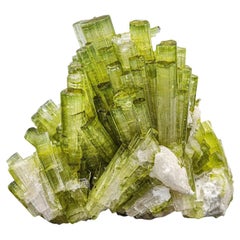 Stupendous Elongated Green Tourmaline Crystal Cluster on Matrix from Pakistan