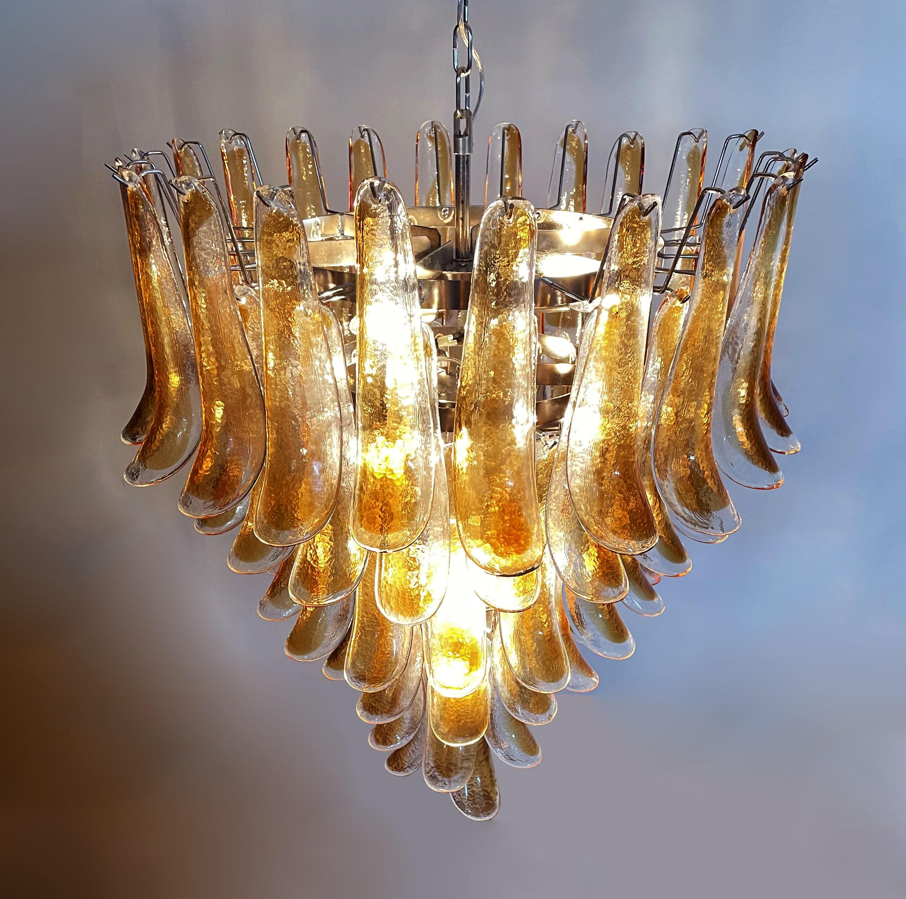 Stupendous Pair of Murano Mid-Century Chandeliers For Sale 9