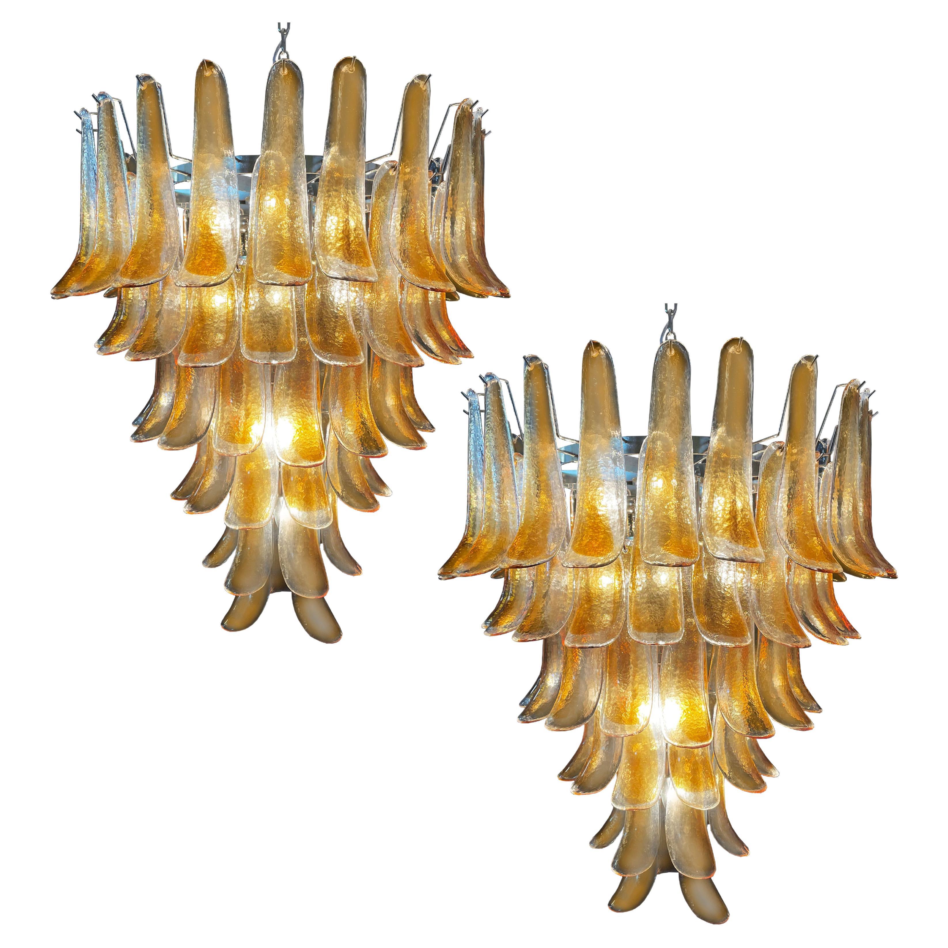 Stupendous Pair of Murano Mid-Century Chandeliers For Sale
