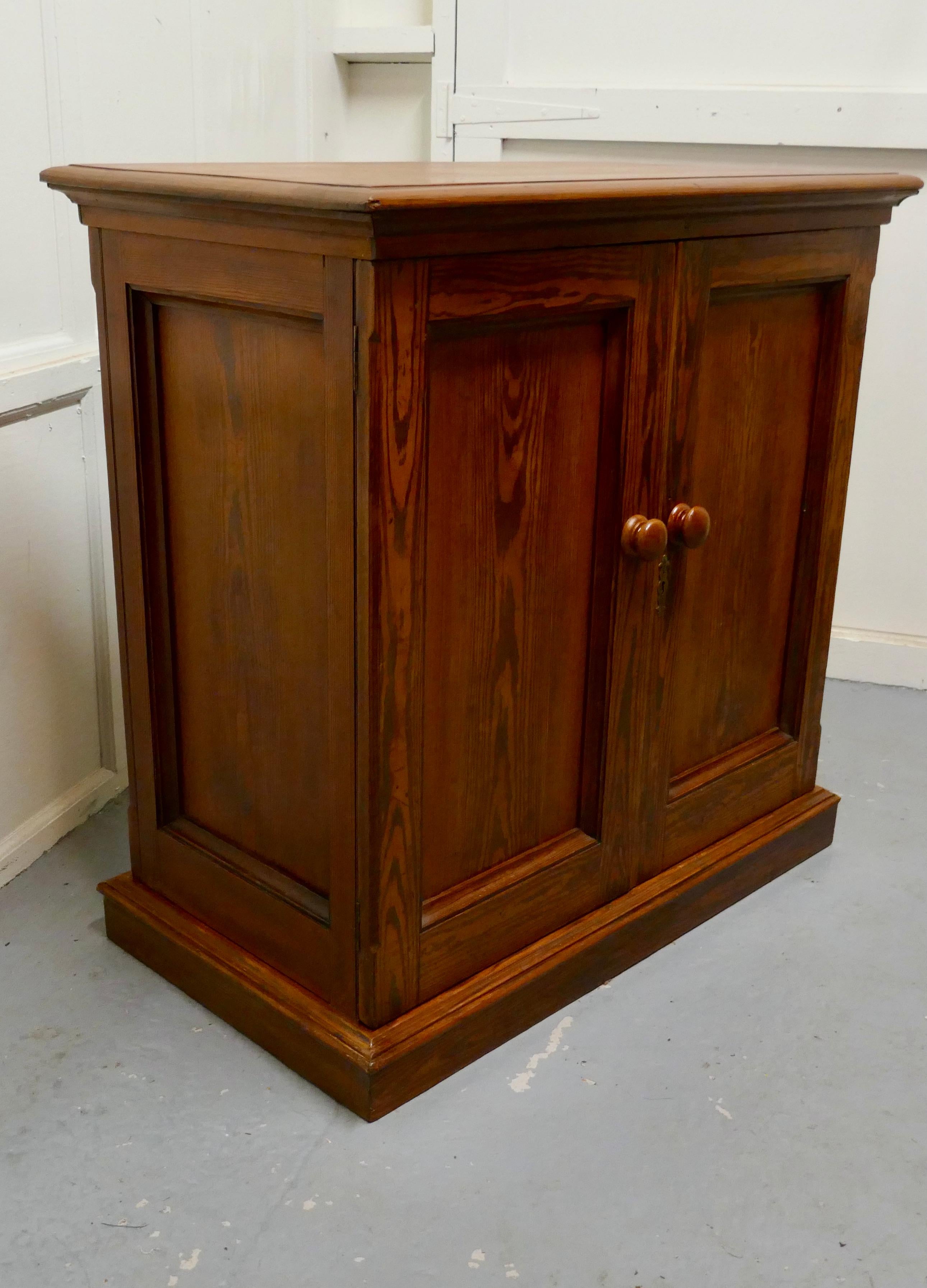Victorian Sturdy 19th Century Pitch Pine 2-Door Cupboard For Sale