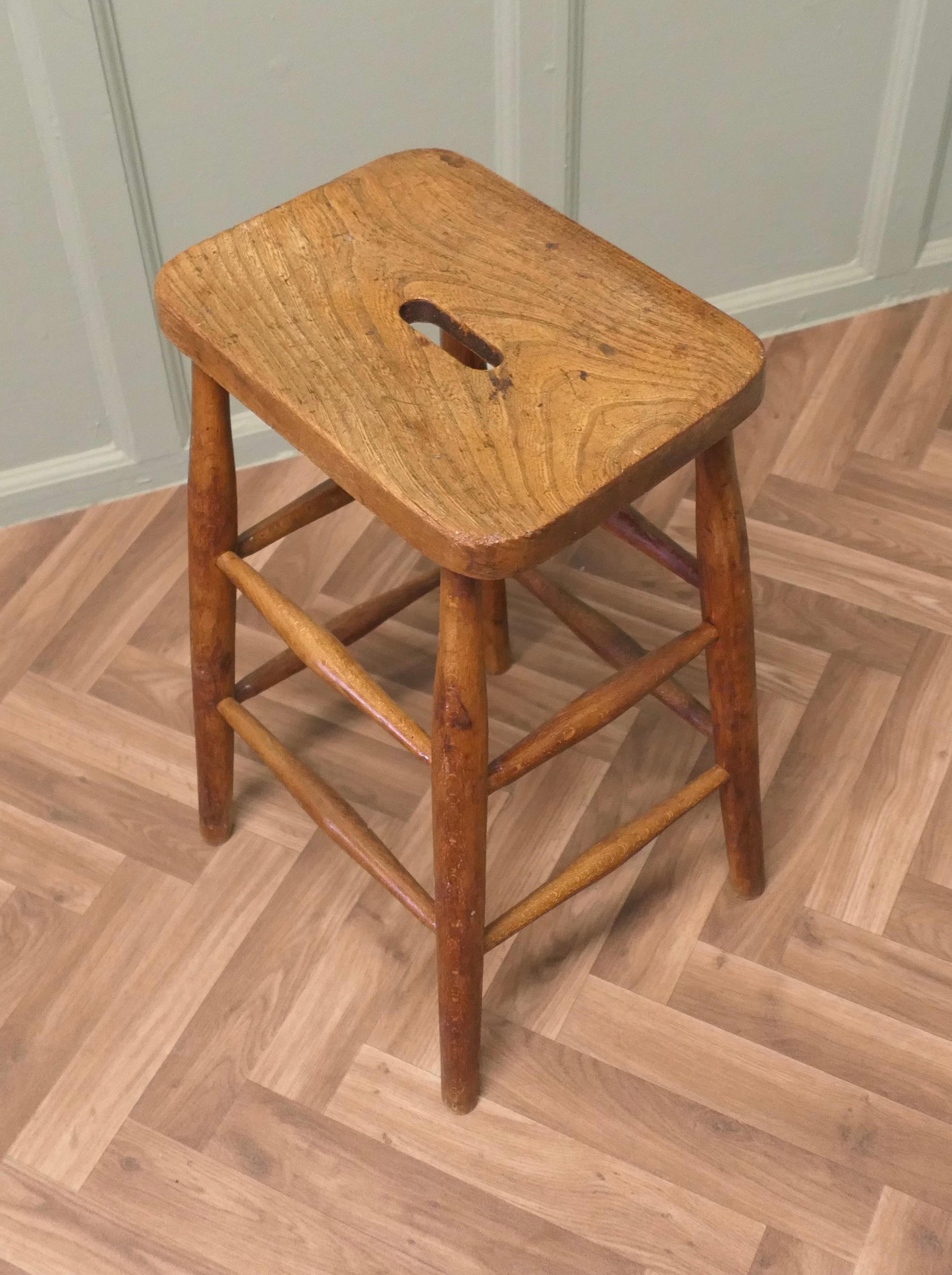 Arts and Crafts Sturdy Artist’s Farmhouse Kitchen High Stool    This is a good chunky piece For Sale