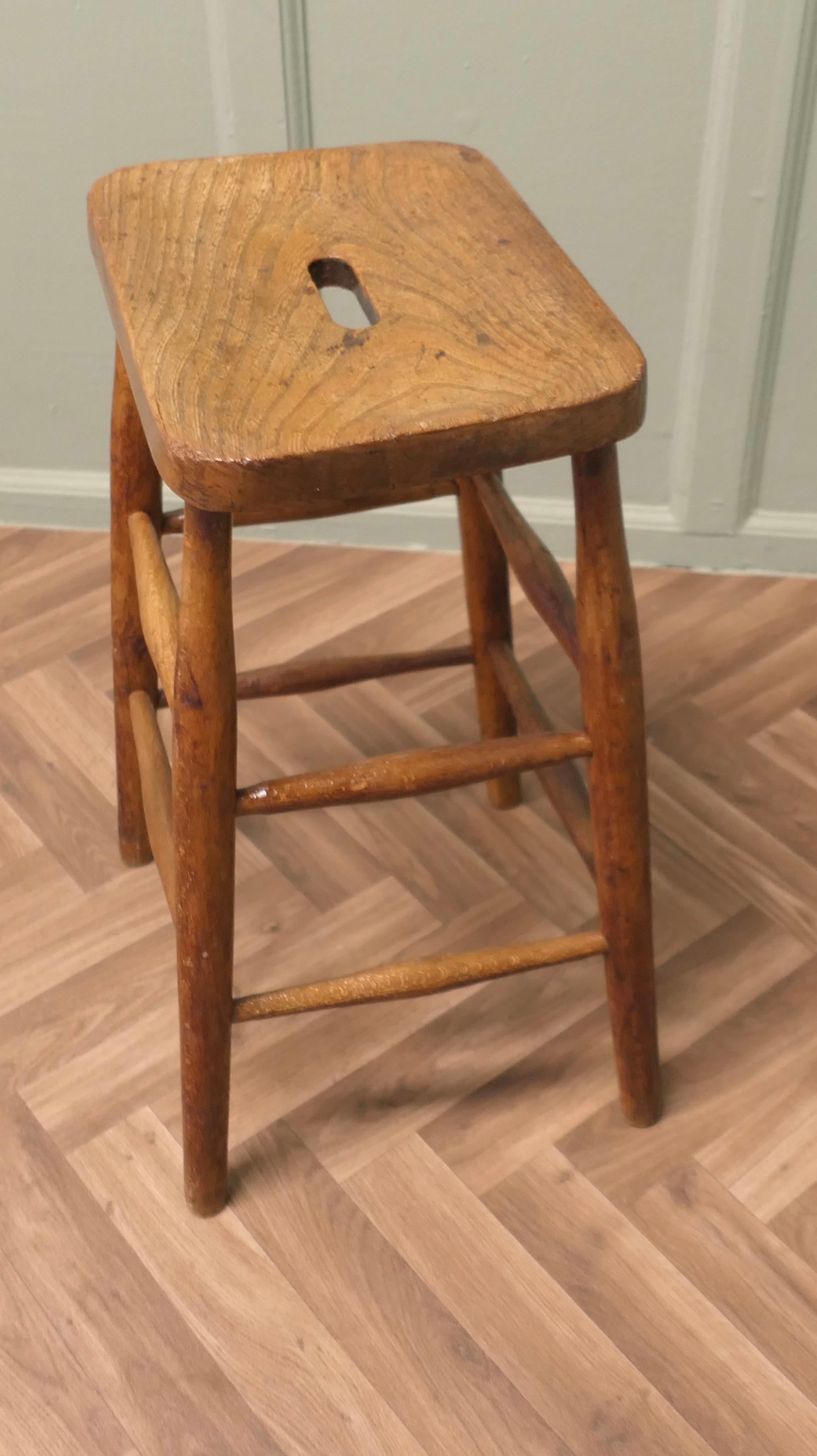 19th Century Sturdy Artist’s Farmhouse Kitchen High Stool    This is a good chunky piece For Sale