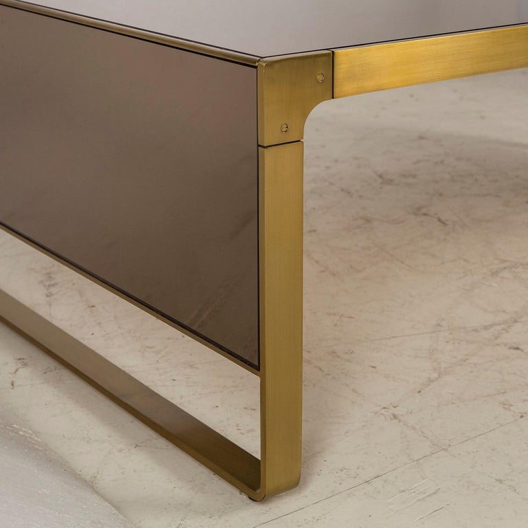 Sturdy Coffee Table in Satin Brass Finish For Sale at 1stDibs