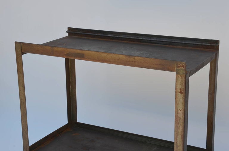 Sturdy Industrial Bar Cart on Wheels In Good Condition For Sale In Los Angeles, CA