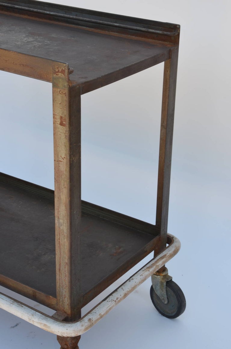 Rubber Sturdy Industrial Bar Cart on Wheels For Sale