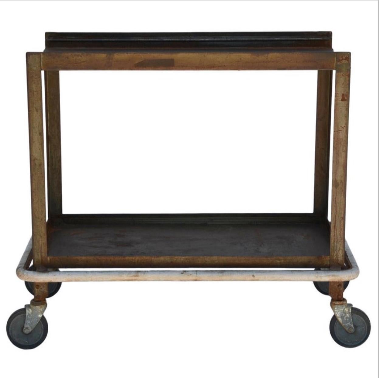 Sturdy Industrial Bar Cart on Wheels For Sale