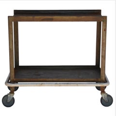 Vintage Sturdy Industrial Bar Cart on Wheels