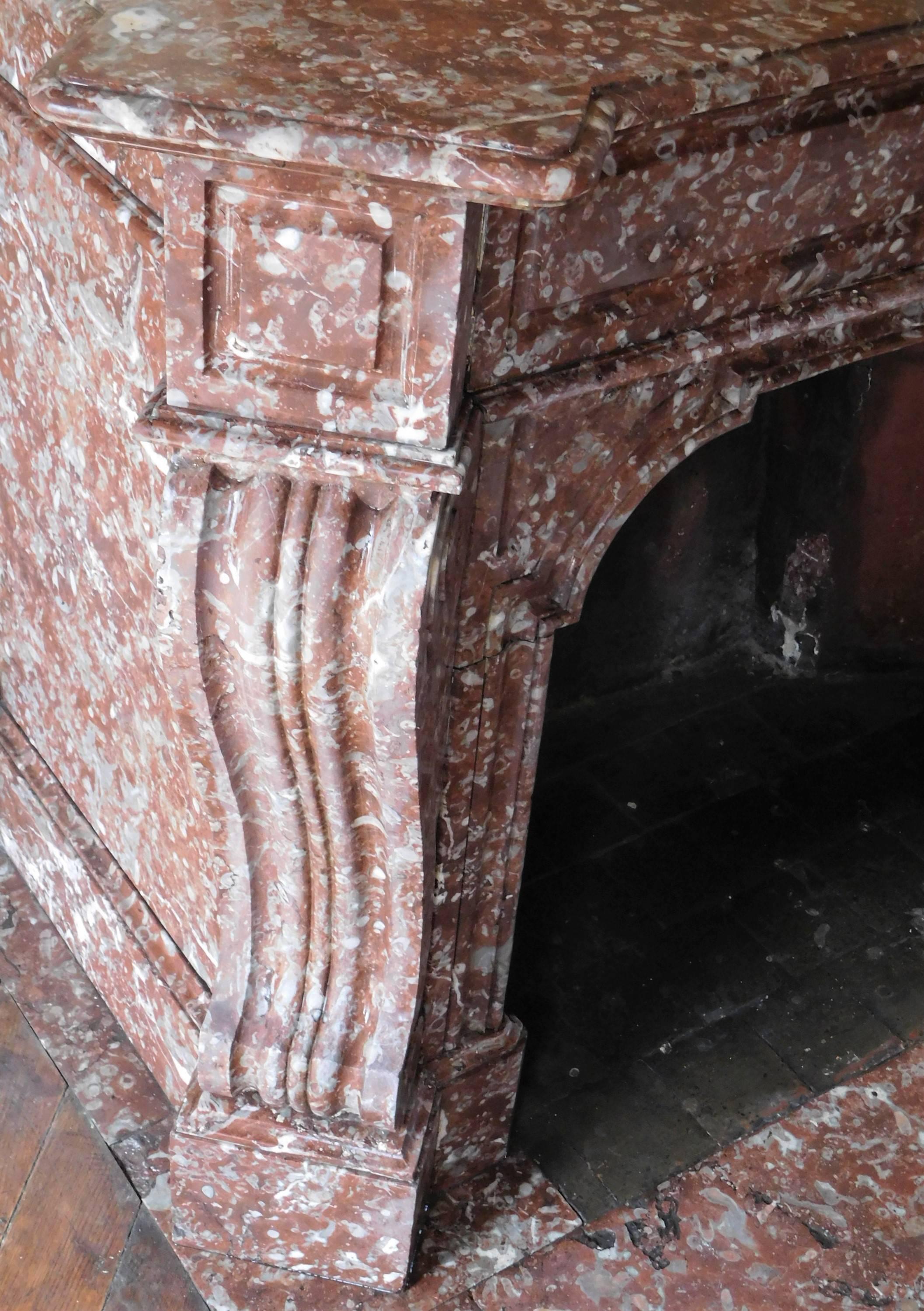 red marble fireplace