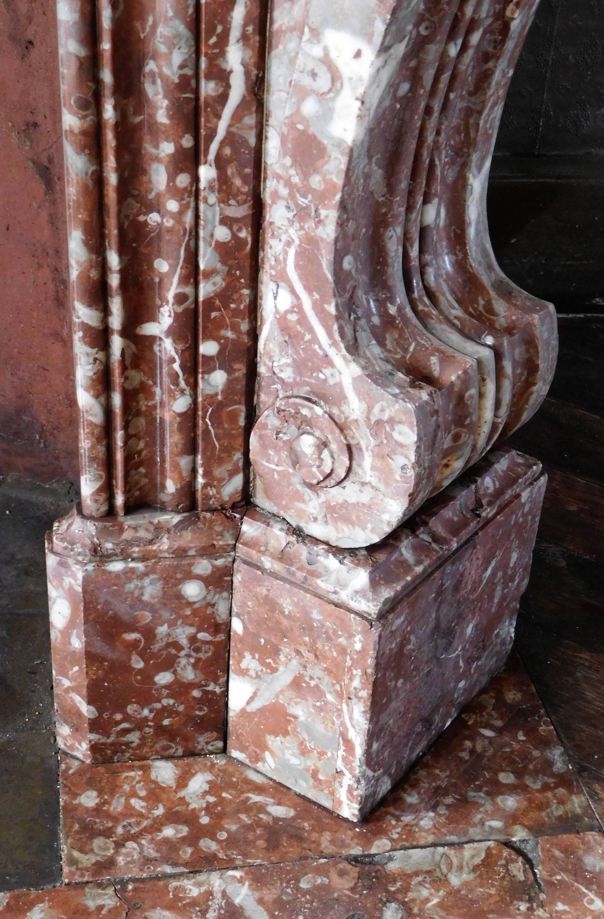 European FIREPLACE Louis Philippe in Belgian Red Marble Griotte For Sale