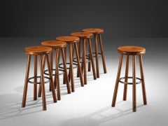 Sturdy Mid-century Bar Stools in Solid Wood
