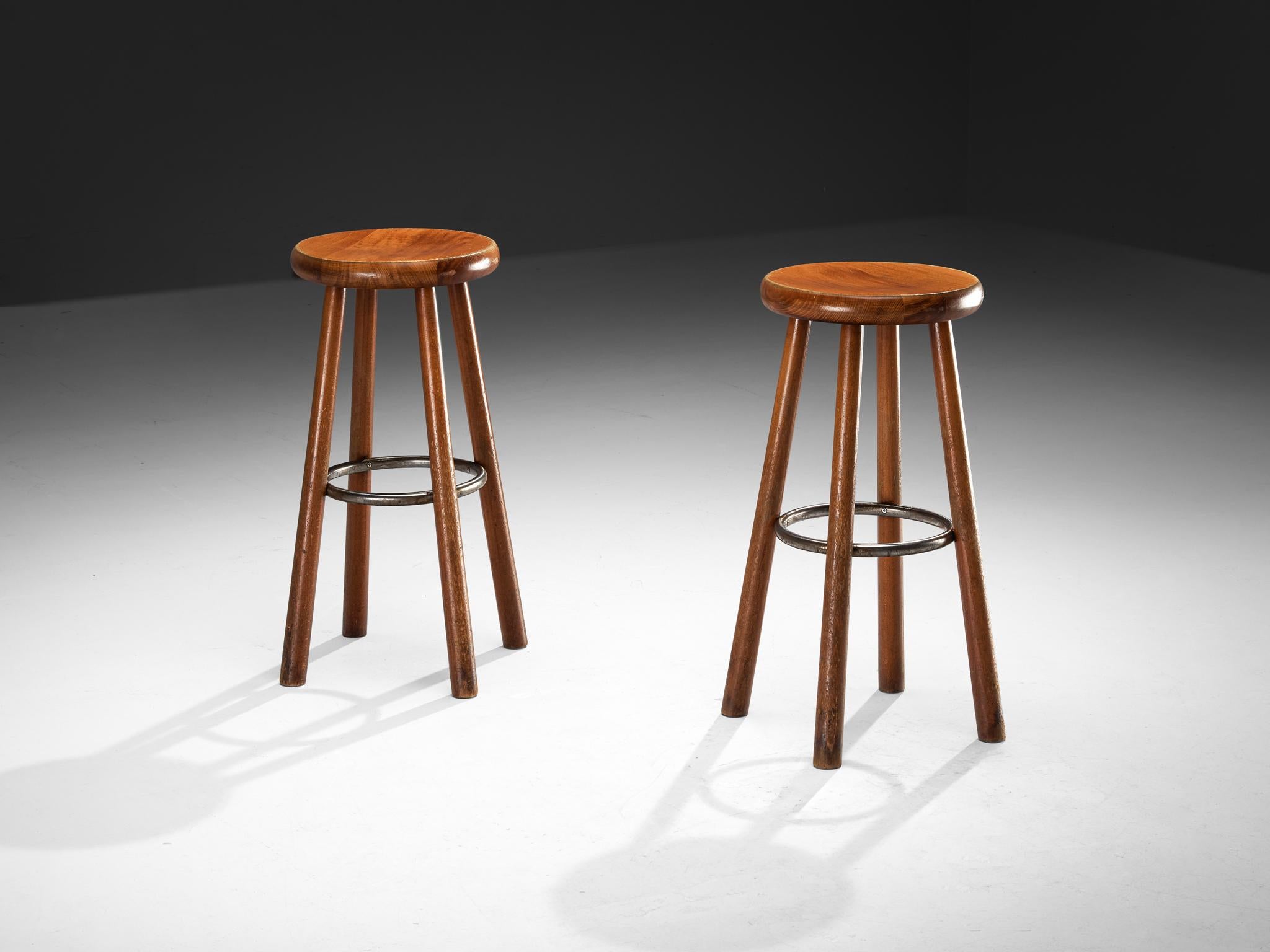 Mid-Century Modern Sturdy Mid-century Bar Stools in Solid Wood For Sale