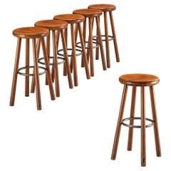 Sturdy Mid-century Bar Stools in Solid Wood