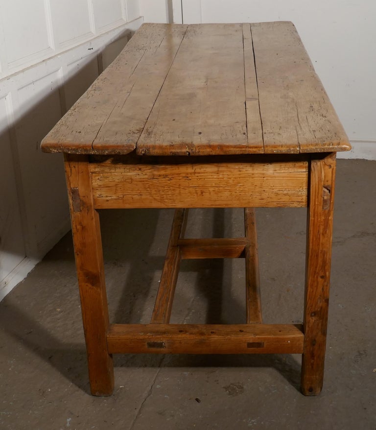 Sturdy Rustic Pine Farmhouse Table at 1stDibs
