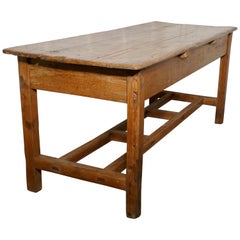 Antique Sturdy Rustic Pine Farmhouse Table