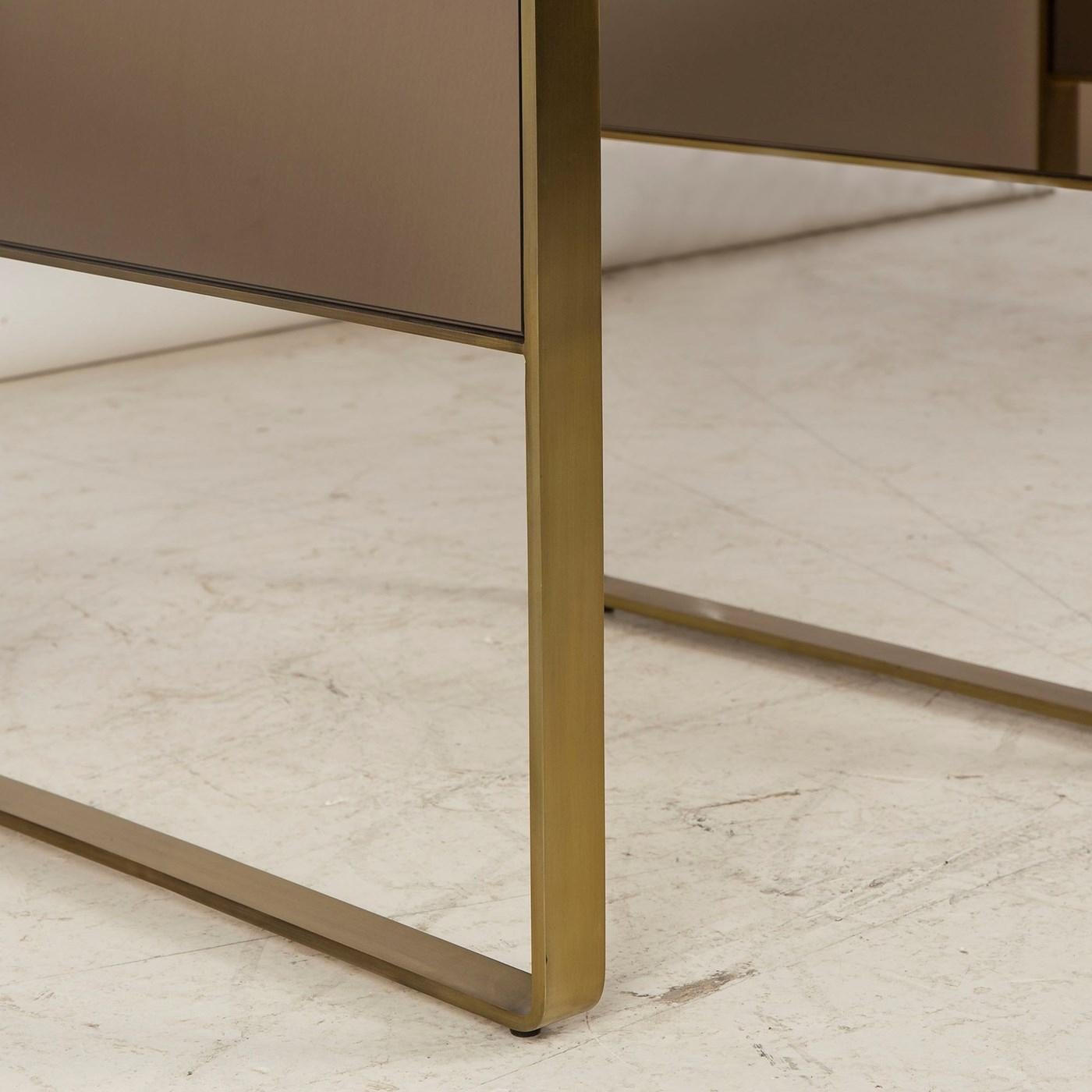 Contemporary Sturdy Side Table in Satin Brass Finish