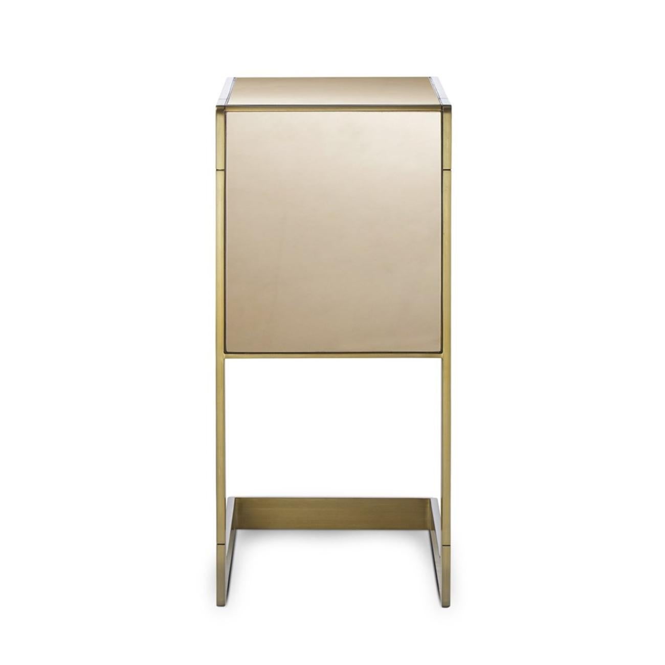 English Sturdy Small Side Table in Satin Brass Finish