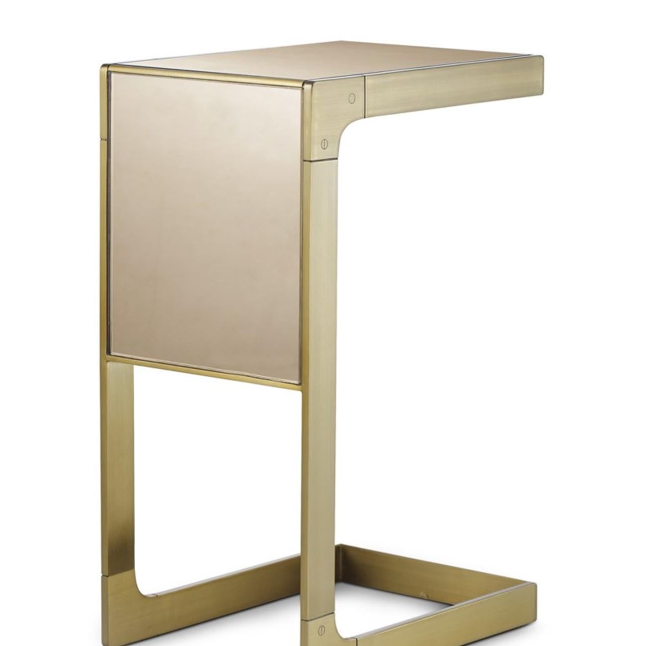 Brushed Sturdy Small Side Table in Satin Brass Finish