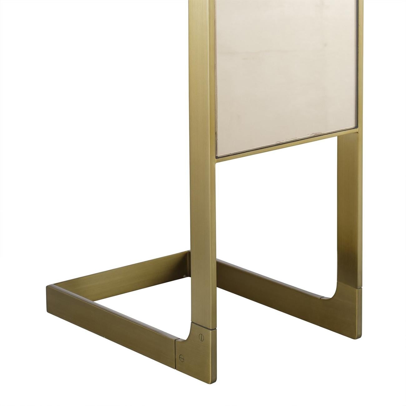 Contemporary Sturdy Small Side Table in Satin Brass Finish