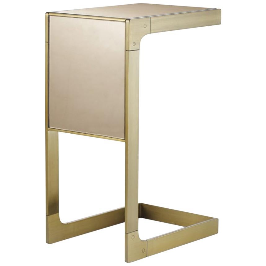 Sturdy Small Side Table in Satin Brass Finish