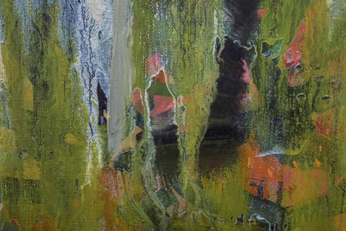 Mid-20th Century Sture Haglundh, listed Swedish artist. Oil on board. Abstract composition. For Sale