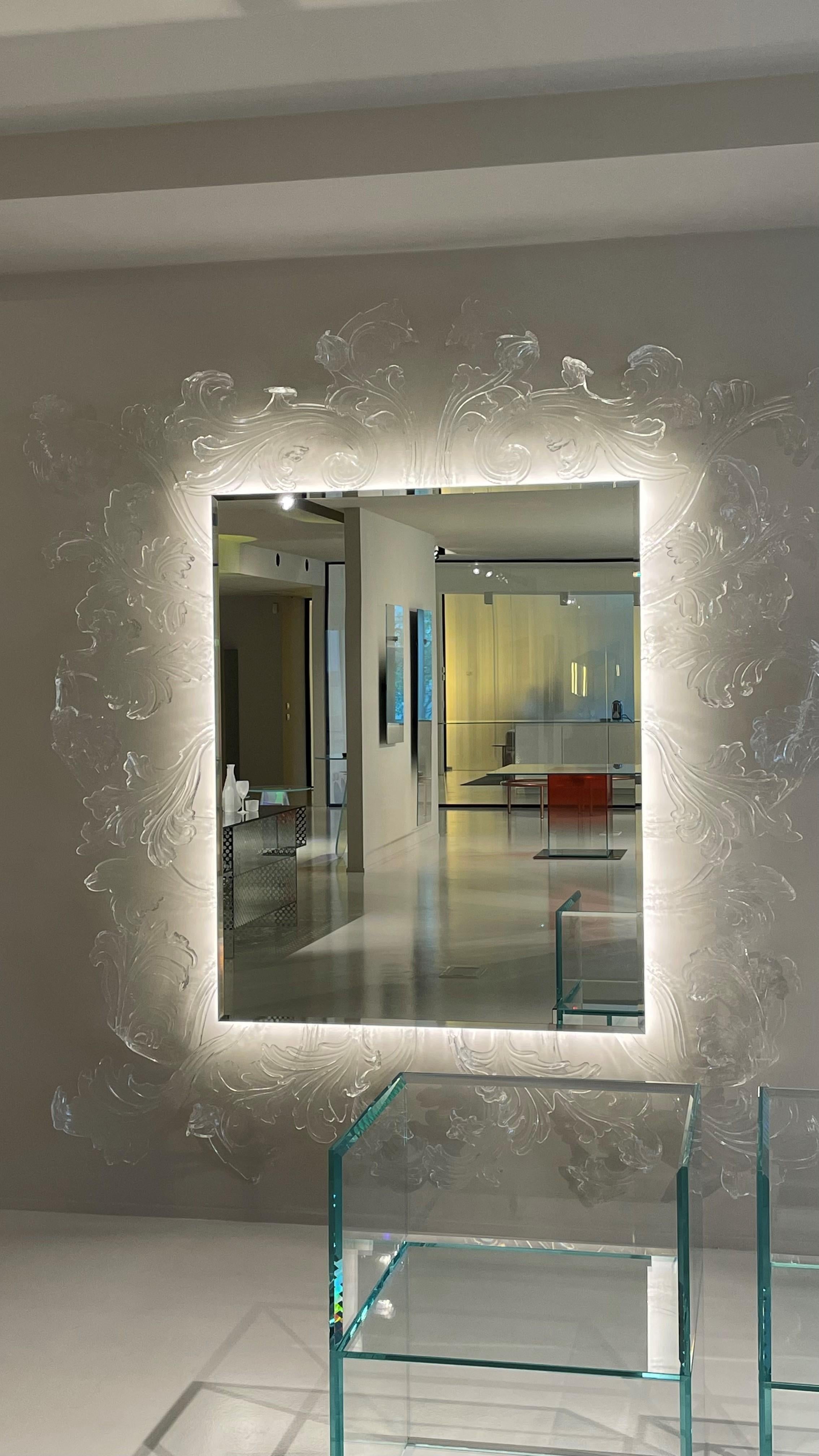 Italian Sturm Und Drung Large Mirror with Led, by Piero Lissoni for Glas Italia IN STOCK For Sale