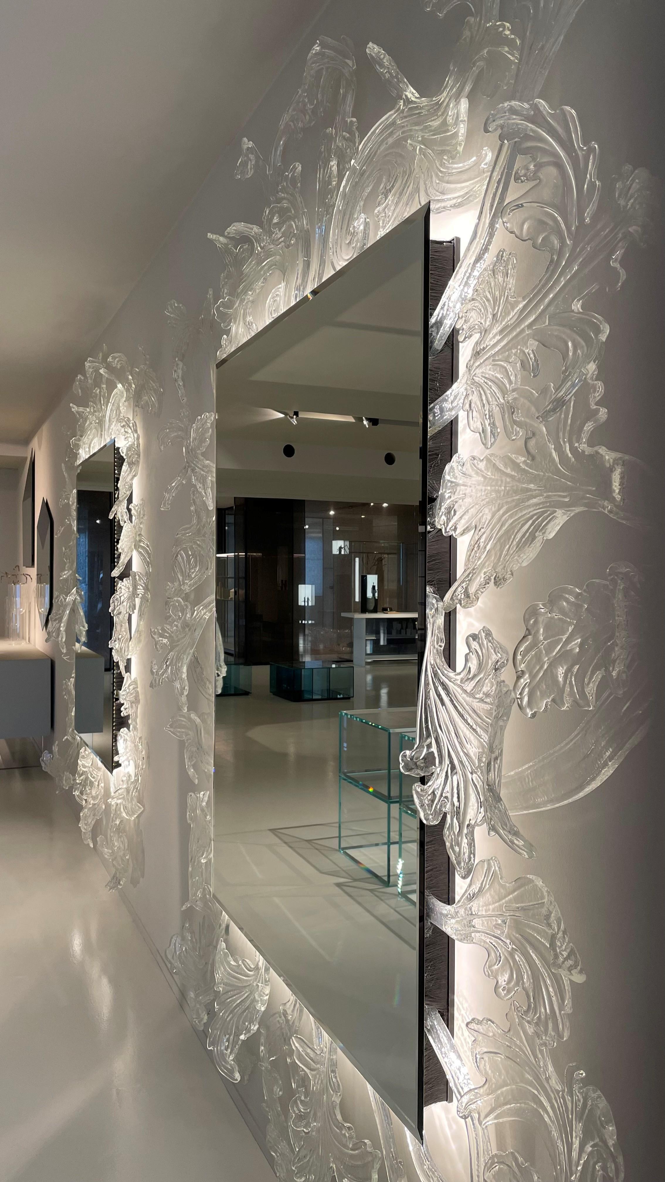 Vetro Sturm Und Drung Grande Specchio con Led, di Piero Lissoni per Glas Italia IN STOCK in vendita
