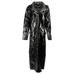 Stutterheim x Marni Black Vinyl Hooded Long Coat Size XS