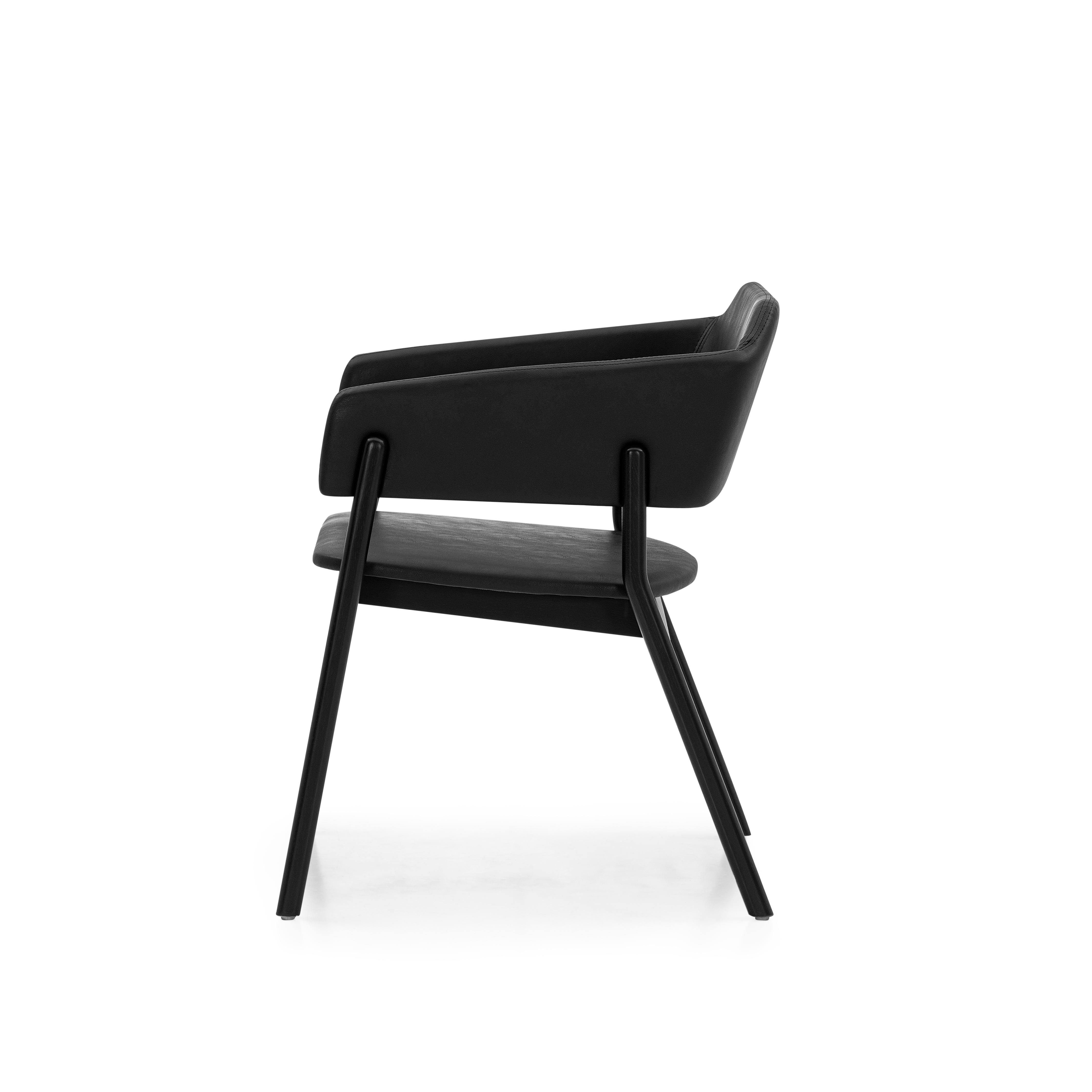 Brazilian Stuzi Chair in Black Fabric and Black Uultis Wood For Sale