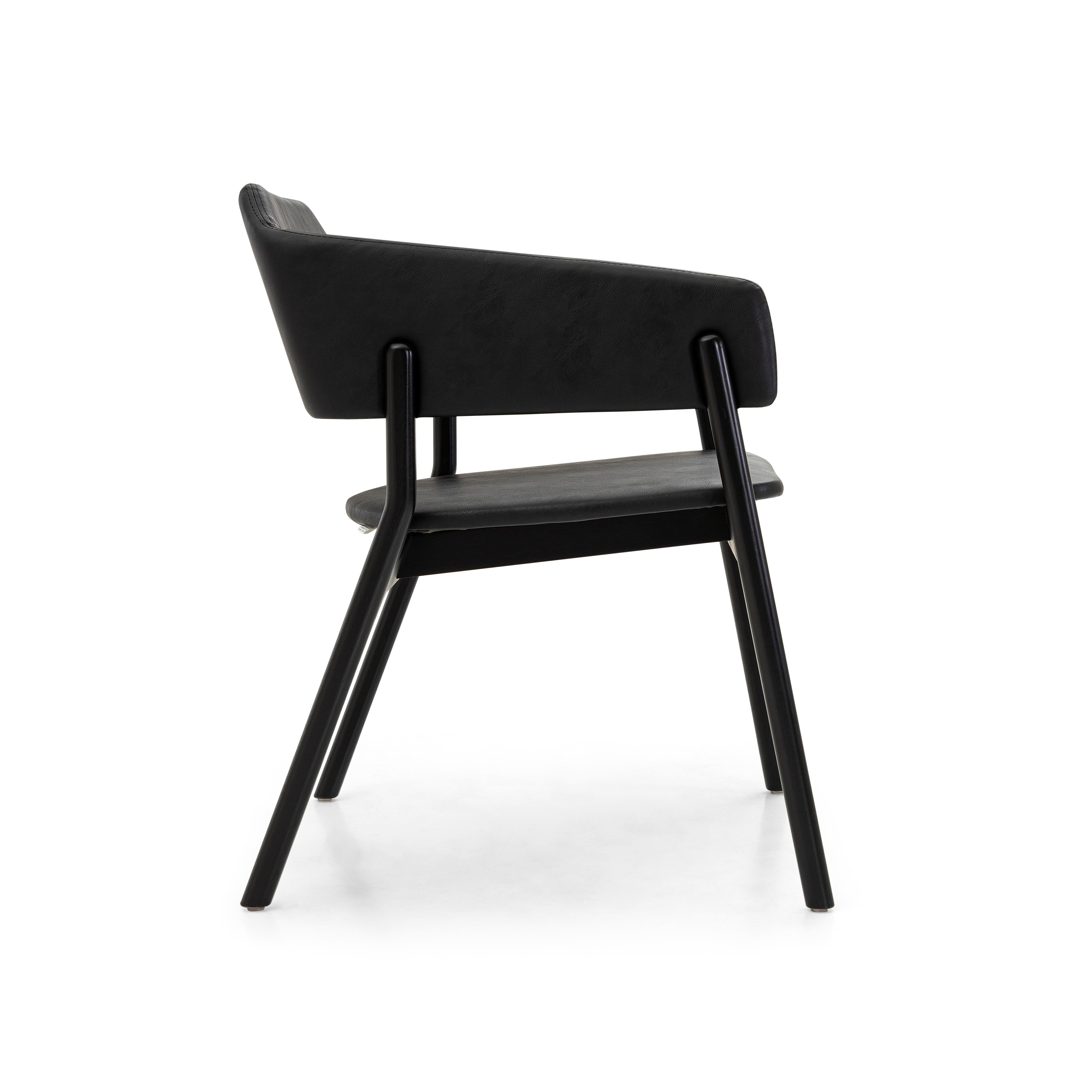 Contemporary Stuzi Chair in Black Fabric and Black Uultis Wood For Sale