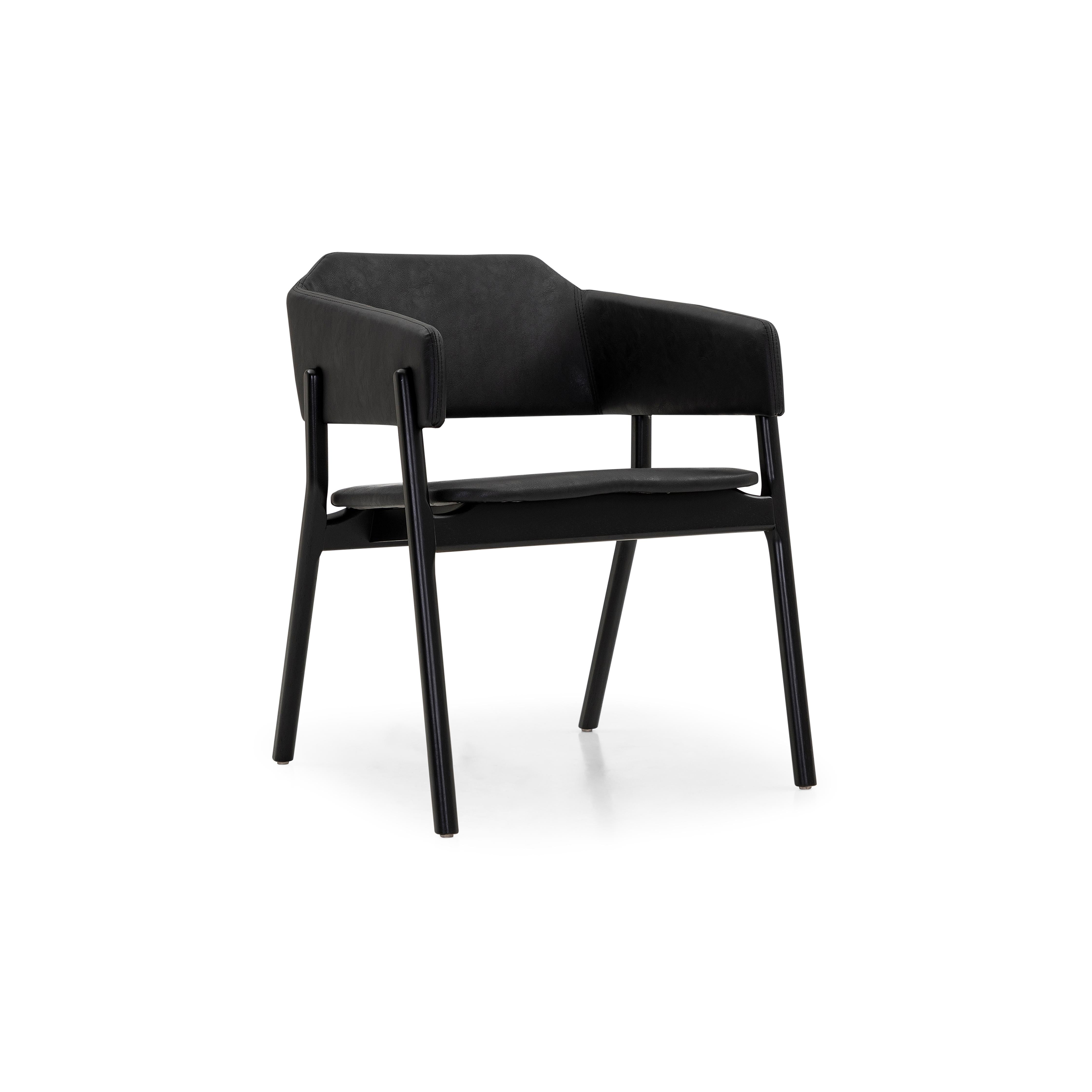 Upholstery Stuzi Chair in Black Fabric and Black Uultis Wood For Sale