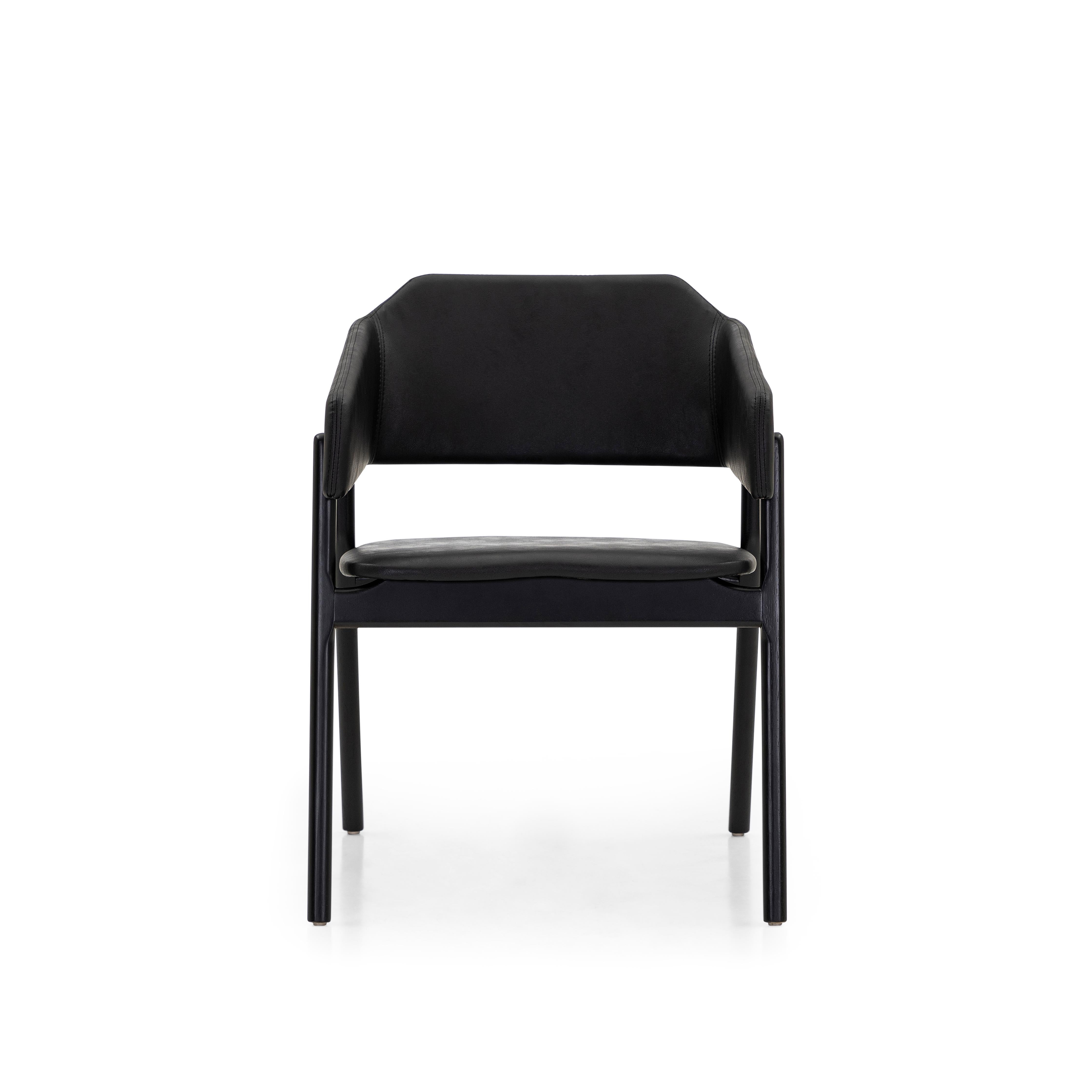 Stuzi Chair in Black Fabric and Black Uultis Wood For Sale 1