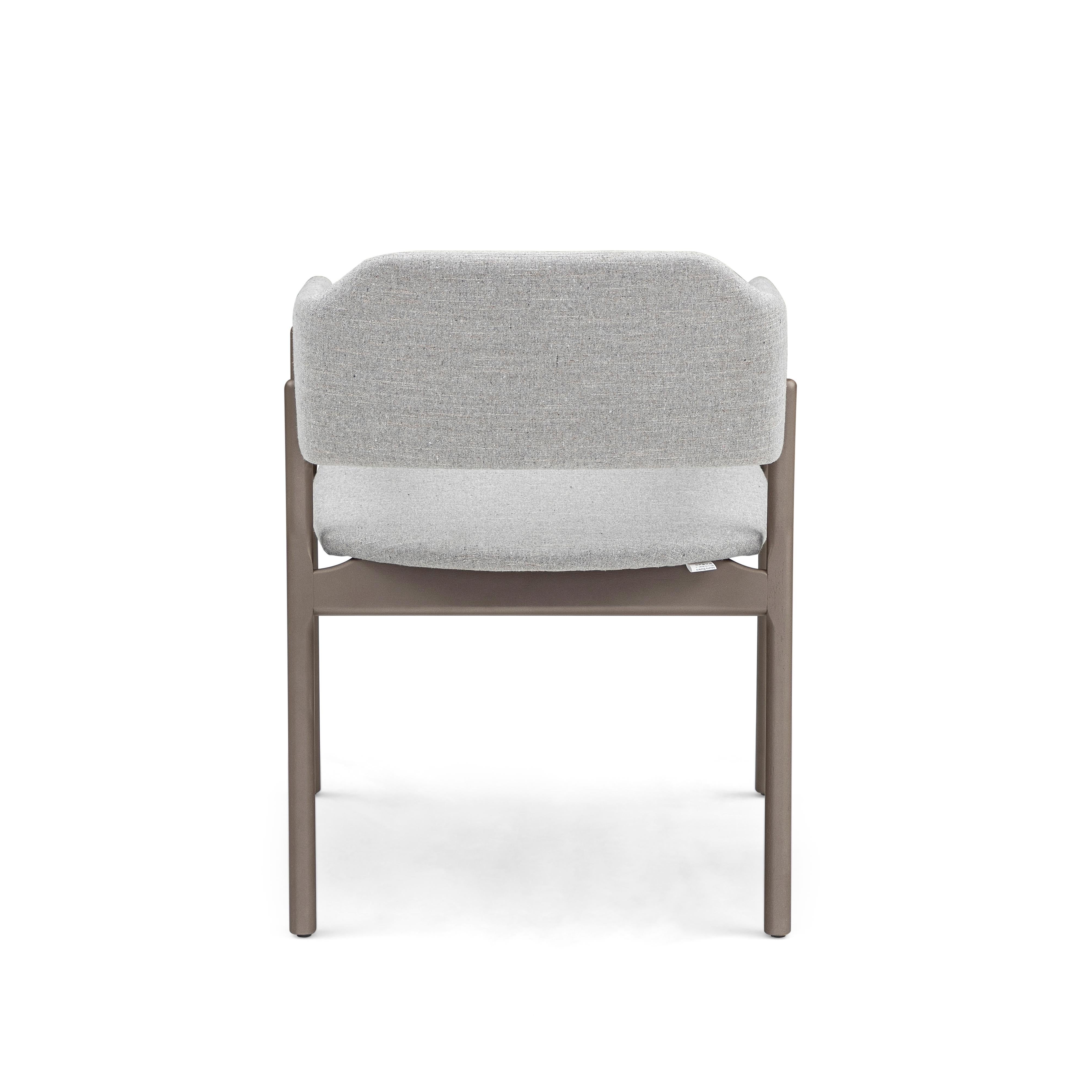 Brazilian Stuzi Chair in Gray Fabric and Chocolate Wood For Sale