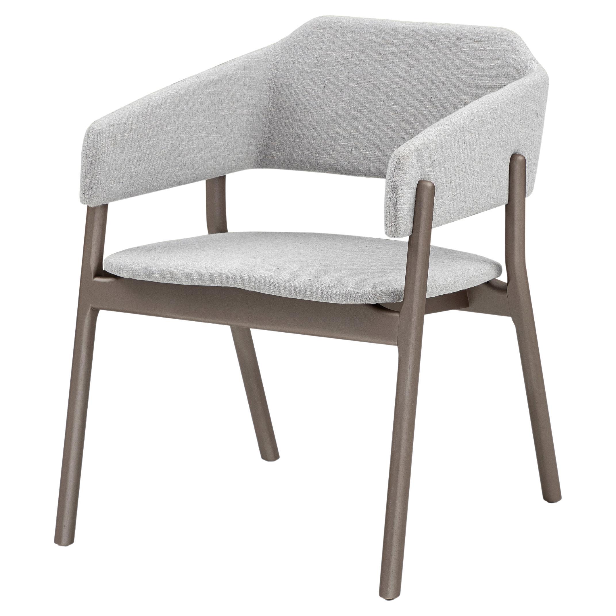 Stuzi Chair in Gray Fabric and Chocolate Wood