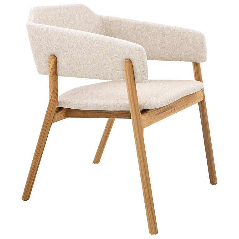 Stuzi Chair In Teak With Oatmeal Fabric, Terracotta Dining Chair Covers Philippines